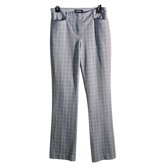 Express Columnist Gray Plaid Barely Boot Pants Size 4R MidRise Stretch 4 Pockets - Picture 1 of 16